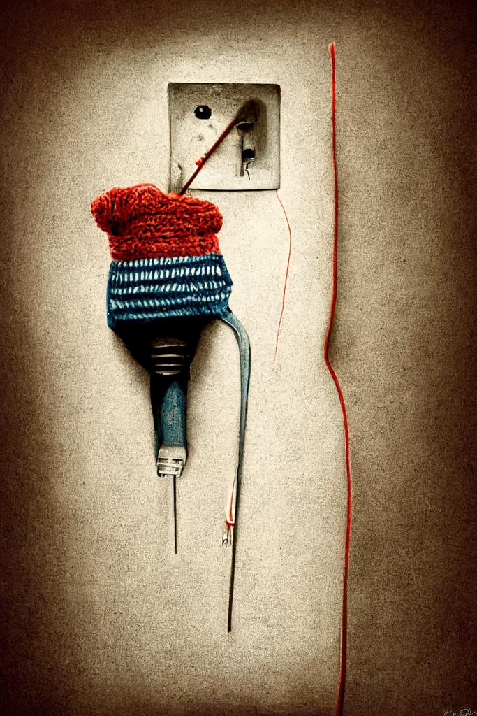 Do not plug into the socket with the knitting needle 2