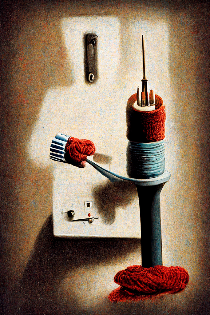 Do not plug into the socket with the knitting needle 3