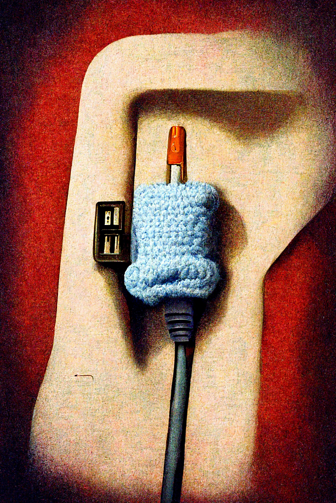Do not plug into the socket with the knitting needle 4